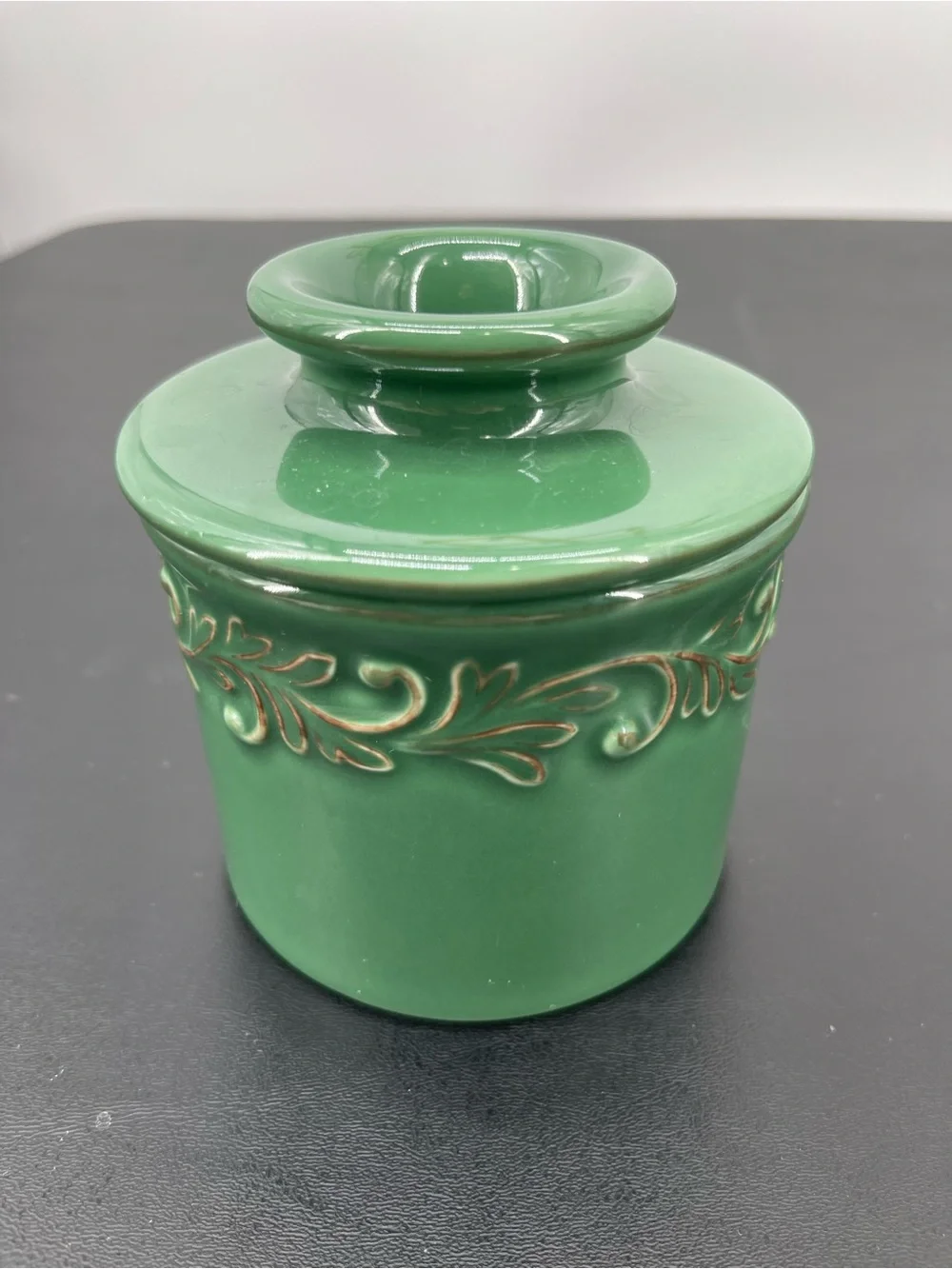 BUTTER BELL Crock by L. TREMAIN French Ceramic Green